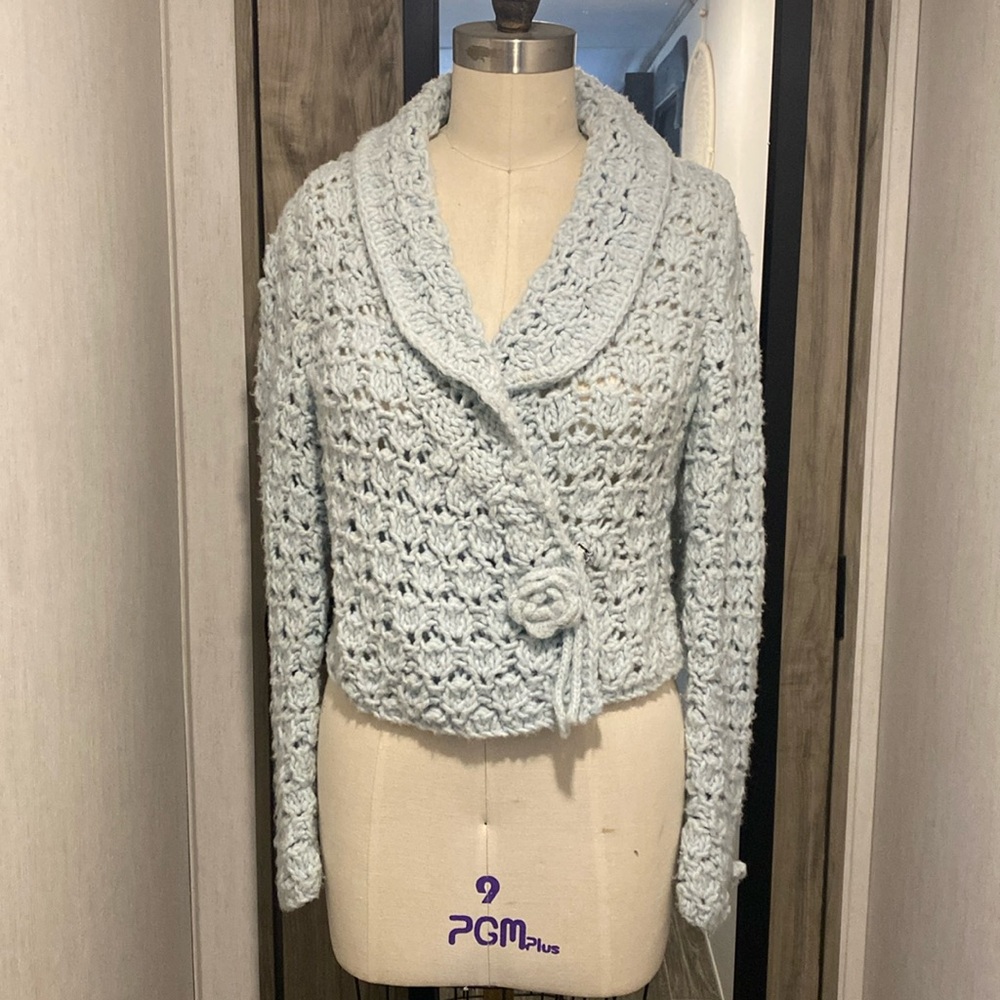 Hand crocheted cardigan sweater